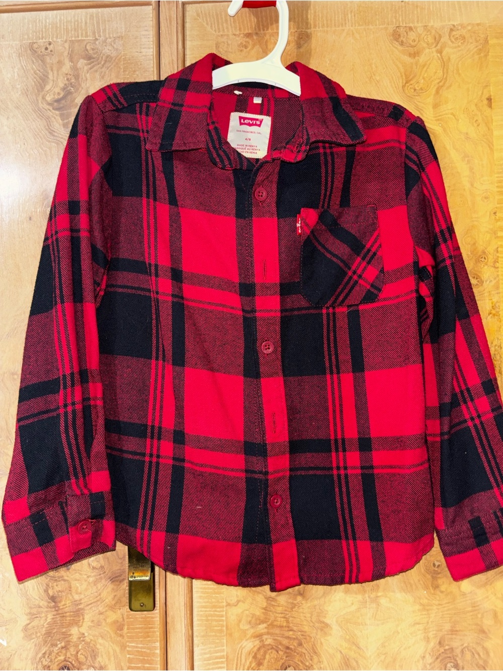 Levi's Red and Black Plaid Button-Down Shirt - Kids size 4/5